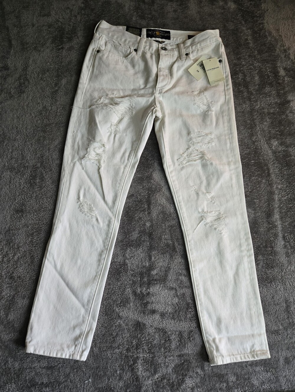 Lucky Brand White Ripped Skinny Jeans
